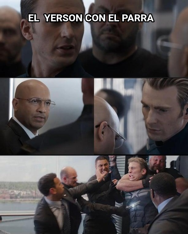 Captain America Elevator Fight Dad Joke meme — El  yerson con el parra