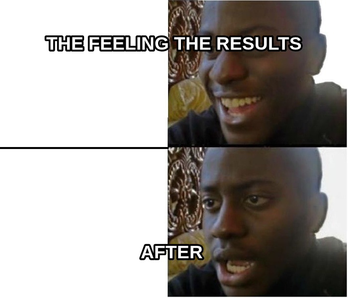 Expectation vs. Reality meme — The feeling the results After