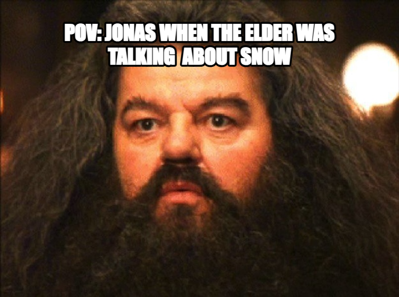 I Should Not Have Said That meme — pov: jonas when the elder was talking  about snow