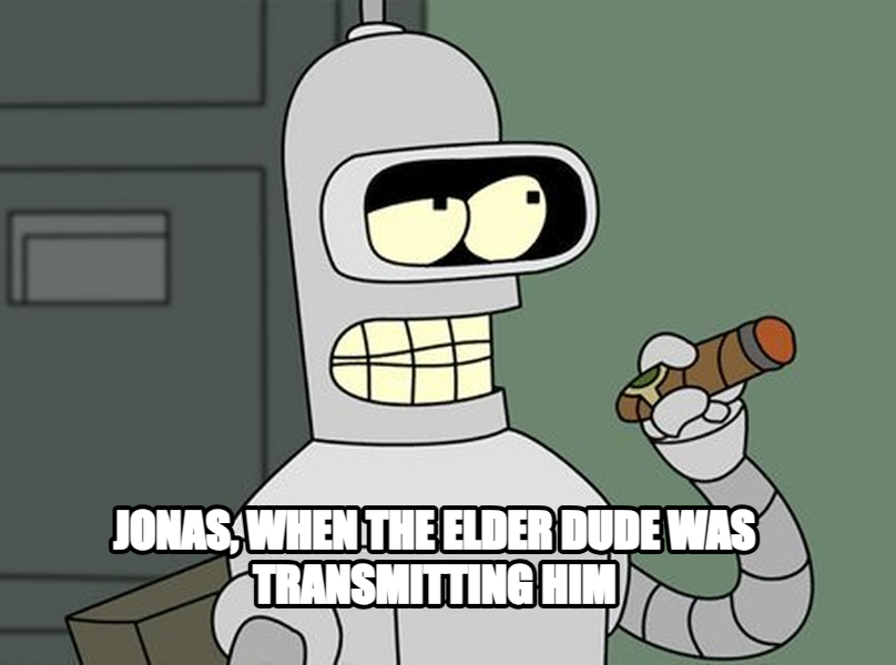 I'm Going to Build My Own Theme Park meme — Jonas, when the elder dude was transmitting him