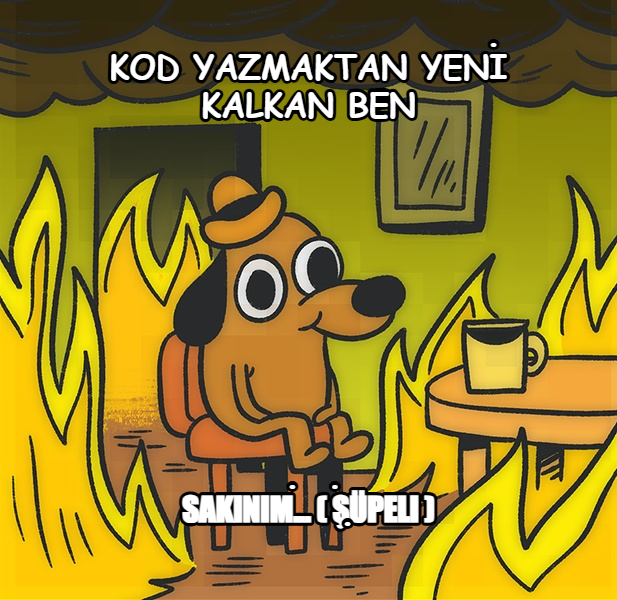 This is Fine meme — Kod yazmaktan yeni kalkan
ben Sakinim...
( ŞüPeli ) .  . . .